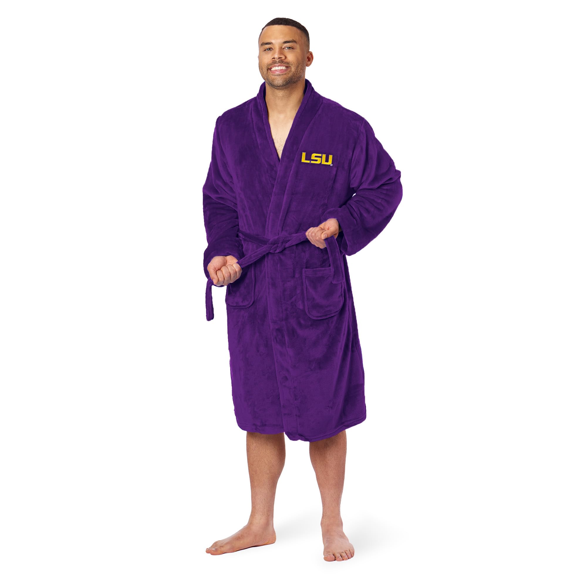 Northwest NCAA Adult Unisex Silk Touch Bathrobe, Officially Licensed Loungewear, Soft Plush Polyester