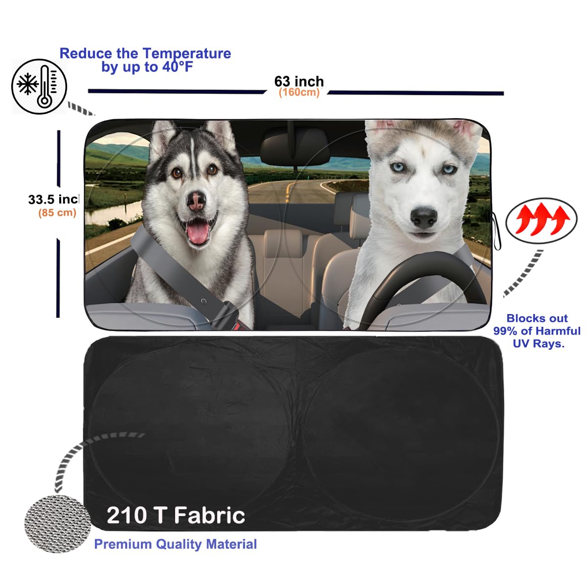 Gven Windshield Sun Shade for Car Front Window Cover Sunshades Visor Automotive Sun Shield for Full-Size Sedan & SUV, Mid-Size SUV, Sports Cars Mid-Size Pickup Truck Car Accessories(Abstract, L)
