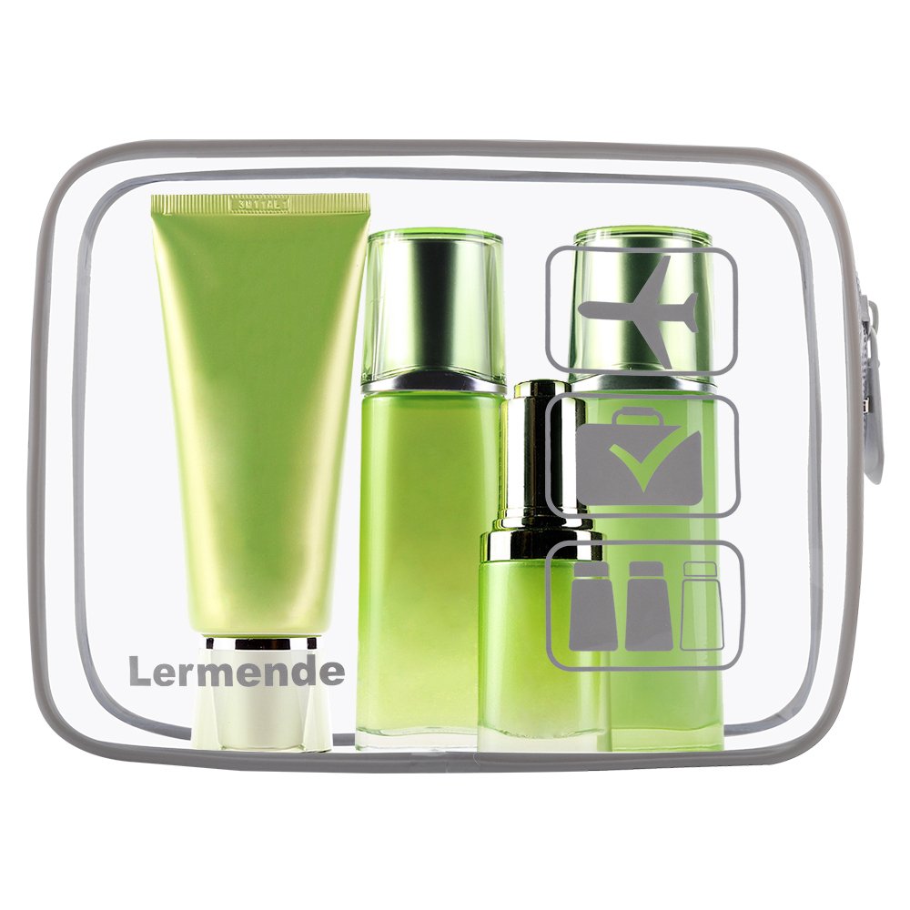 Lermende 2pcs Clear Toiletry Bag TSA Approved Travel Bag,Carry On for Travel,Airport Airline Accessories Compliant Bag,Quart Sized Makeup Cosmetic bag Women Men (Black, 2 Pack)