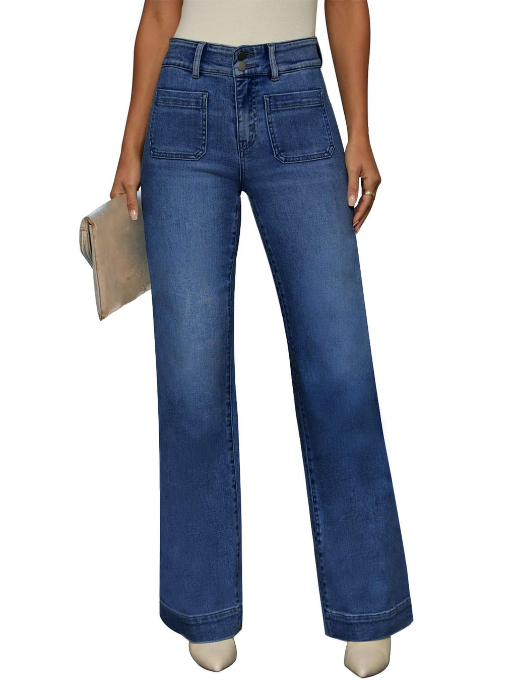 KUNMI Jeans for Women Wide Leg Baggy High Waist Boyfriends Straight Leg Stretchy Denim Pants Trendy Fall 2025