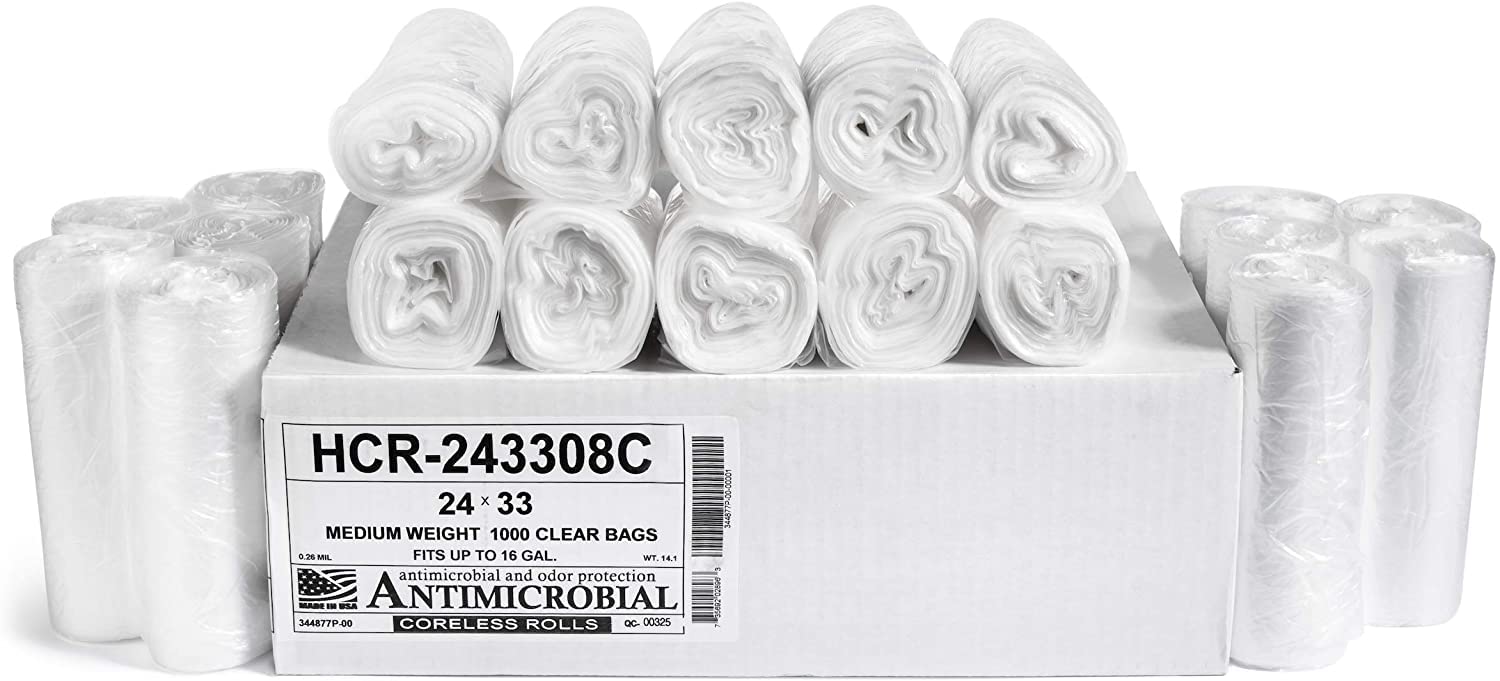 Aluf Plastics High Density Trash Bags, 10 Gallon, 4000 Count, 6 Micron (eq), 24" x 24", Black, for Bathroom, Office, Industrial, Commercial, Janitorial, Municipal, Recycling