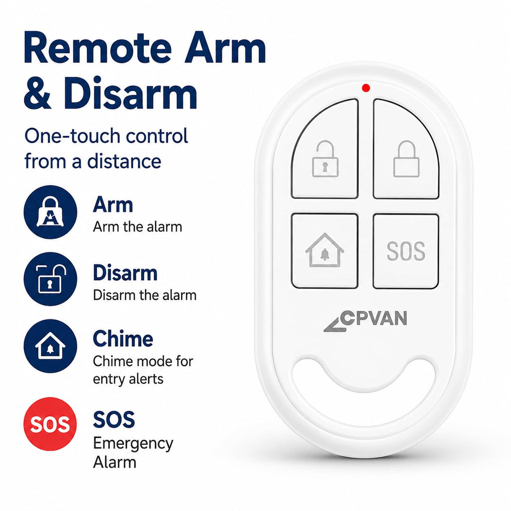 CPVAN WiFi Motion Sensor Alarm, 125dB Smart PIR Motion Detector with Phone App Alerts, Wireless Indoor Home Security Alarm System with Remote, 2.4GHz WiFi, Black