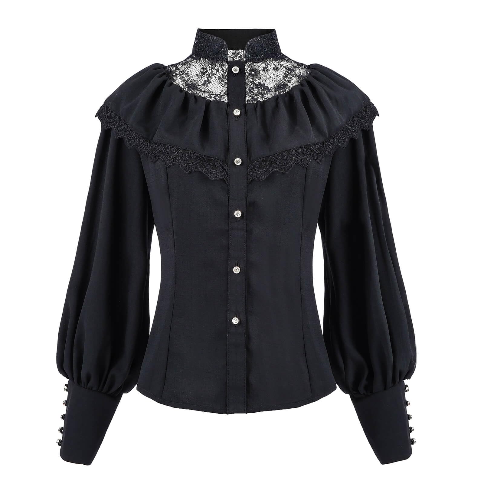 Nuoqi Victorian Blouse Womens Gothic Shirt Vintage Long Sleeve Lotus Ruffle Tops