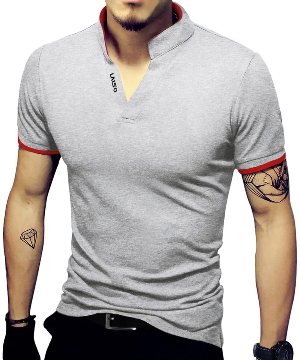 LOGEEYAR Mens Fashion Polo Henley Shirts Short/Long Sleeve Casual T-Shirts Slim Fit Cotton Polo Shirts for Men