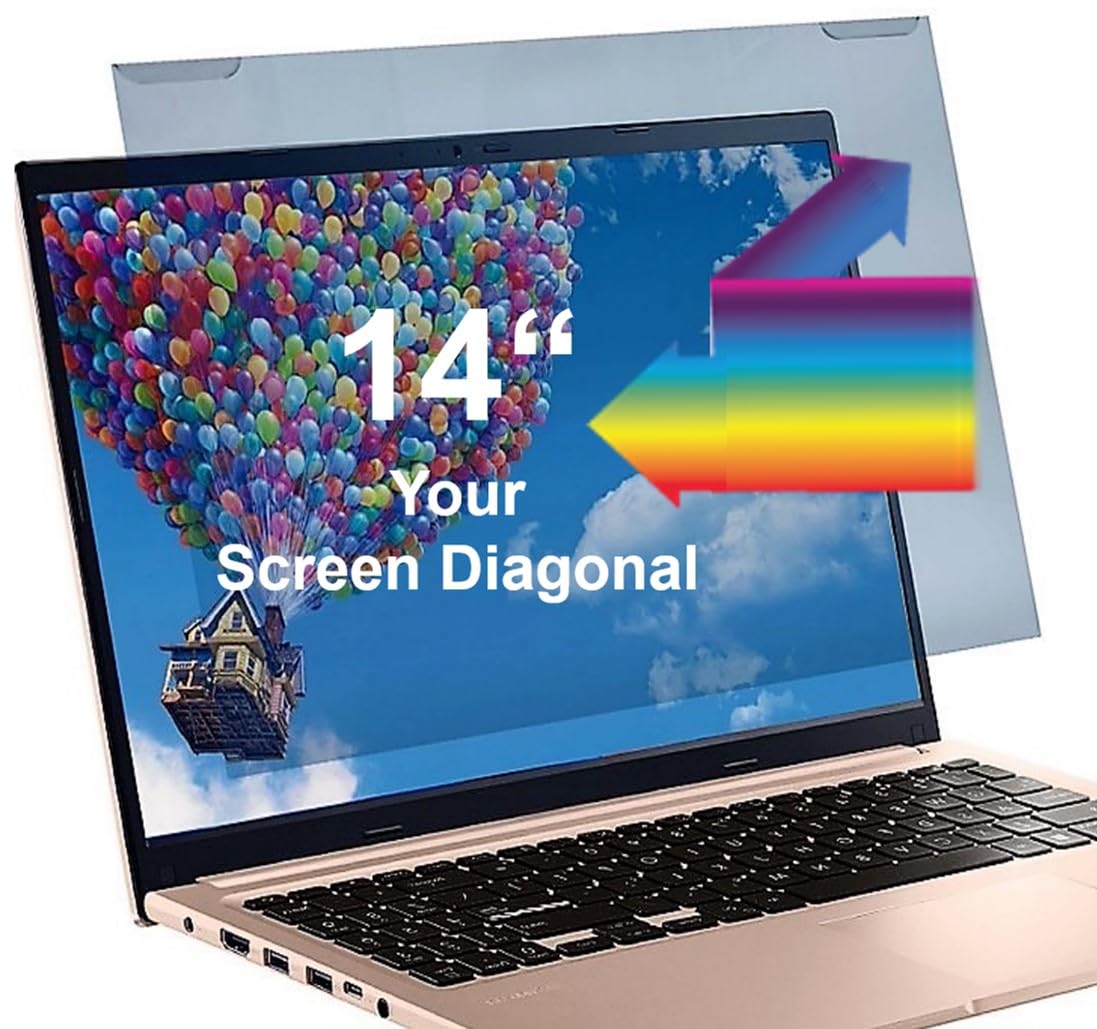 VizoBlueX - 14 inch Diagonal Blue Light Blocking Screen Protector Filter. Panel LED PC All Laptop Anti-UV Eye Protection Panel Cover - Hanging Type Fits Apple MacBook Pro 14 (W 12.4" X H 7.9")