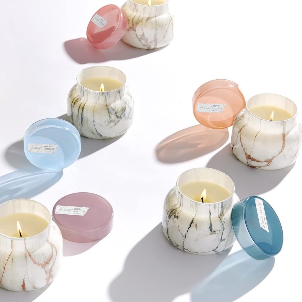 Capri Blue Modern Marble Jar Candles - Luxury Candles for Home Scented - Long Lasting Soy Wax Blend (Aloha Orchid, 8 oz)