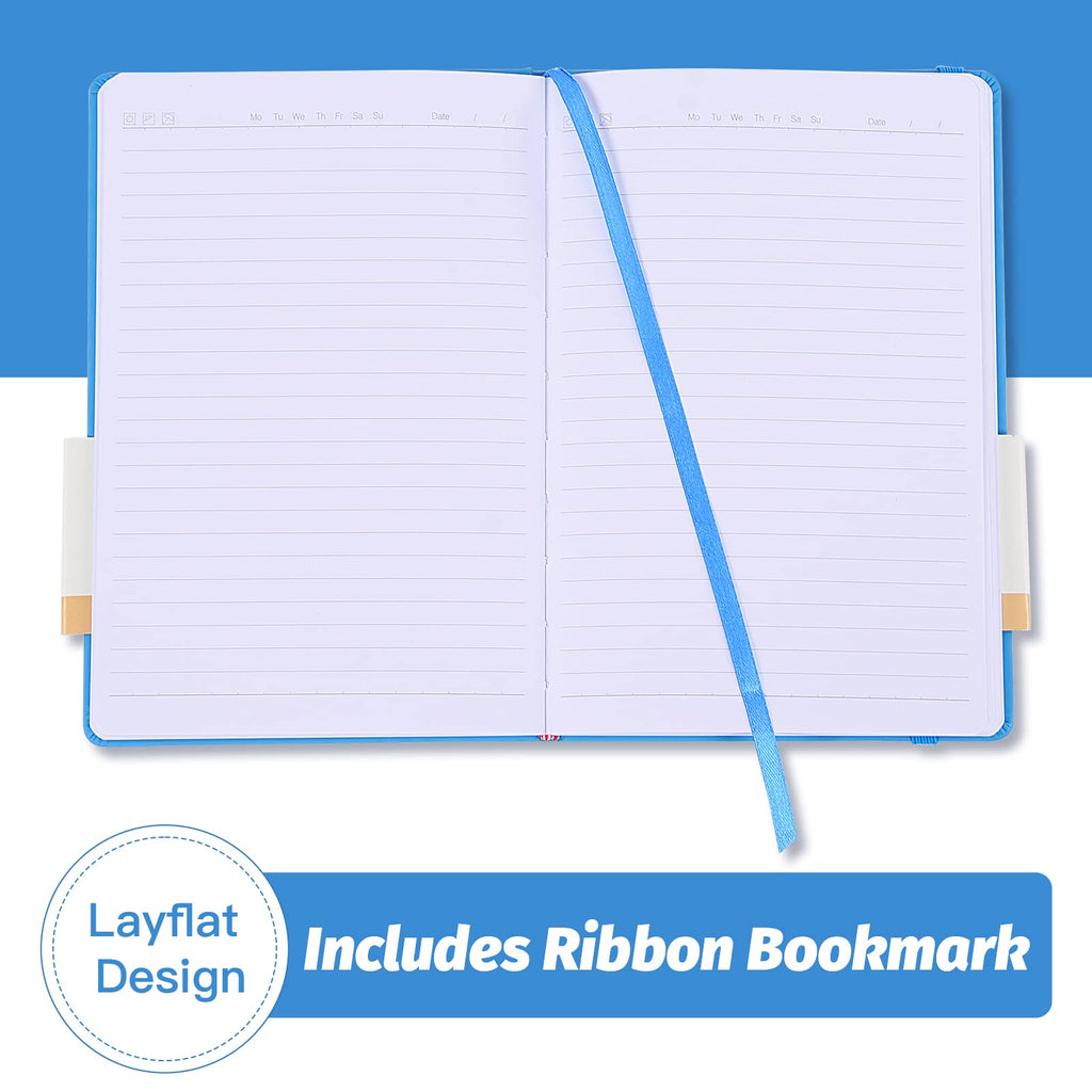 SUIN Hardcover-Journal-Notebooks, A5 Lined Journals Notebook for Writing 200 Pages, 8.2 x 5.5 inch, Classic Ruled Notebooks for Work/Travel/College (Black - 6 Pack)