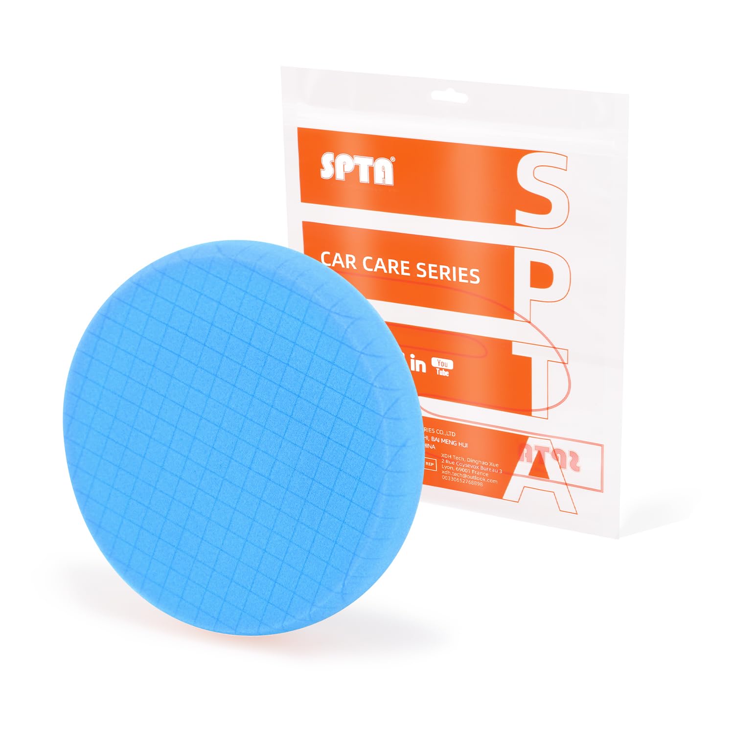 Blue T60 Moderate-Cut Foam Polishing Pads, SPTA 1Pc 3.5 Inch Face for 3 Inch 80mm Backing Plate Compound Buffing Sponge Pads for Car Buffer Polisher Compounding, Polishing and Waxing -FPTSS3G