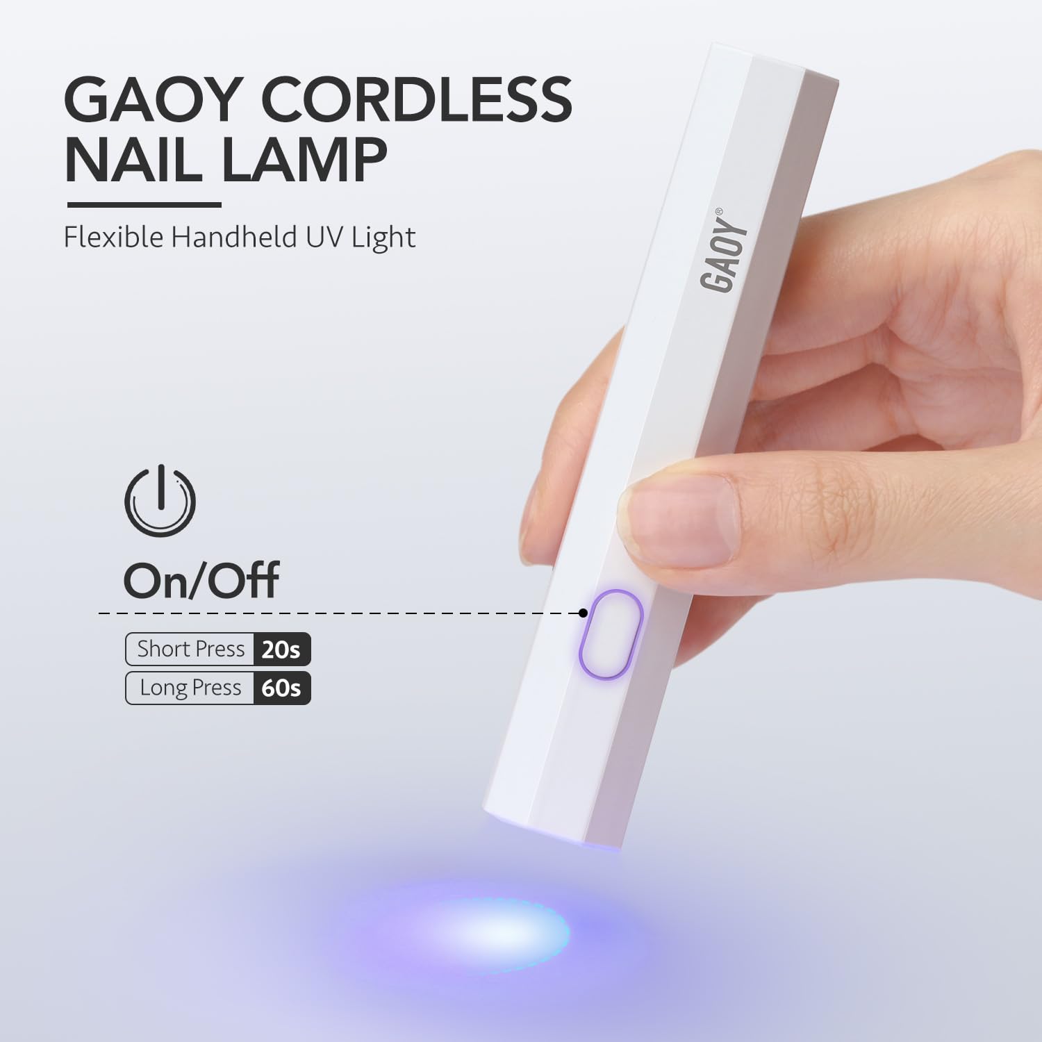 GAOY Handheld UV Light for Gel Nails, Mini Nail Lamp, Portable Cordless Rechargeable, Fast Curing, Diamond Pink
