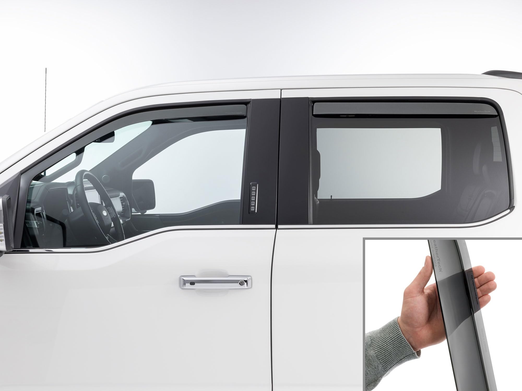 WeatherTech Custom Fit Side Window Deflectors for Ford F-150, F-150 Lightning, F-150 Raptor - (801025IM-81765IM), Dark Tint