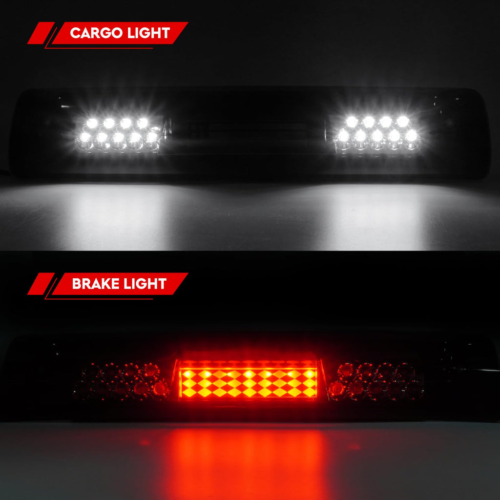 Tresound For 1994-2001 Dodge Ram 1500/2500/ 3500 Third 3rd LED Brake Light Cargo Lamp High Mount Brake Light Replacement (Black+ Smoke Lens)