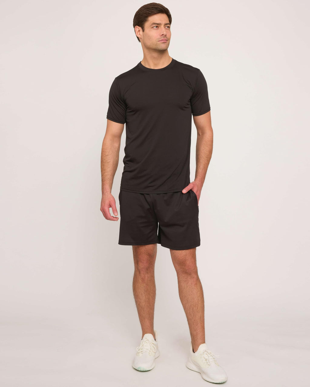 Real Essentials 5 Pack: Men's Dry-Fit Short Sleeve Crew Neck T Shirts Fitness Running Gym Workout Cool Exercise Athletic Tee
