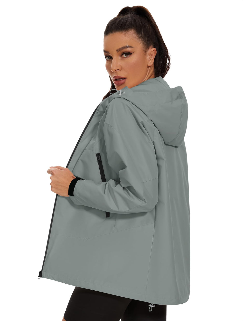 Avoogue Rain Jacket for Women Waterproof Lightweight Rain Coat Hiking Windbreaker Jacket with Hood