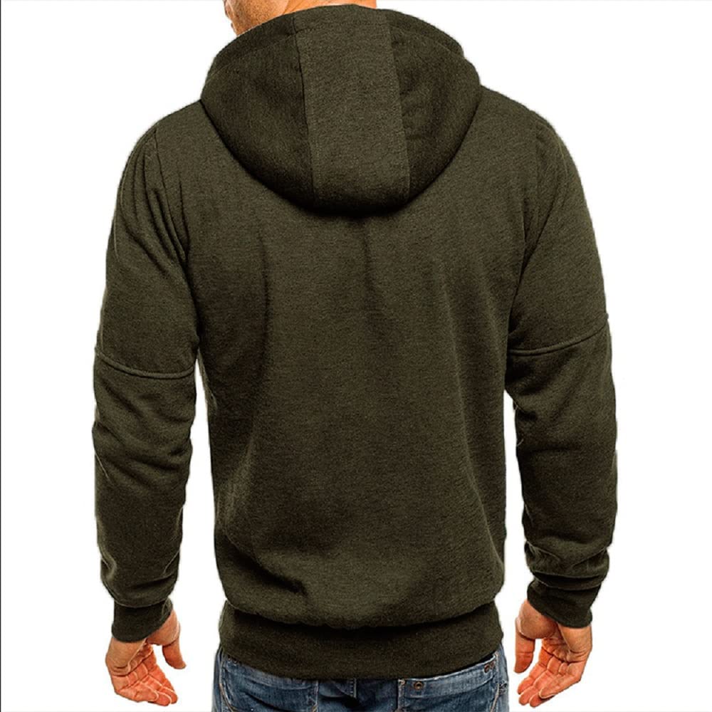 Men Hoodies Casual Hoodies for Men with Zip Pockets Full Zip Long Sleeve Sweatshirt Sports Hooded Jacket