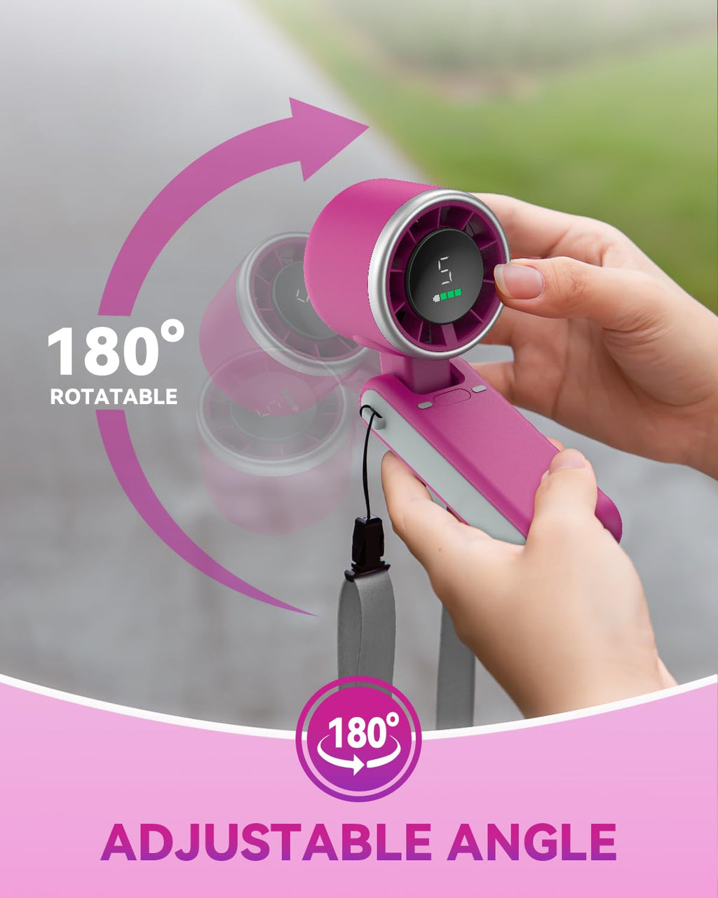 PlayHot Portable Handheld Turbo Fan, 5 Gear Wind, USB-C Rechargeable Fan, Up to 12 Working Hours, 3 IN 1 Hand Fans with Air Turbo Tech Cooling Fan for Outdoor Activities, Travel, Beach (Black)