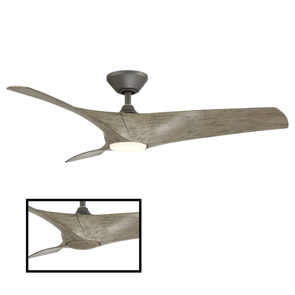 Modern Forms Zephyr Smart Indoor and Outdoor 3-Blade Ceiling Fan 52in Bronze/White Oak with Adjustable CCT 2700K-3000K-4000K-5000K LED Light Kit and Remote Control