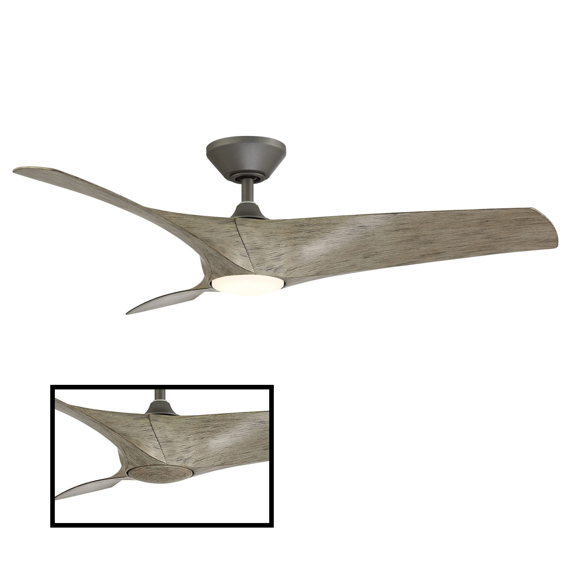 Modern Forms Zephyr Smart Indoor and Outdoor 3-Blade Ceiling Fan 52in Bronze/White Oak with Adjustable CCT 2700K-3000K-4000K-5000K LED Light Kit and Remote Control