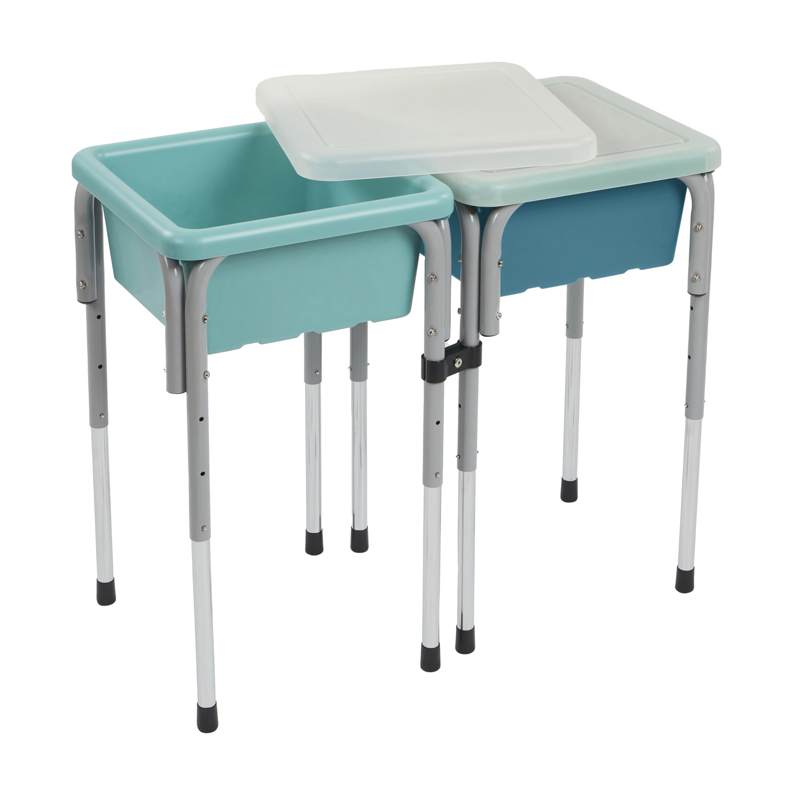 ECR4Kids 2-Station Sand and Water Adjustable Play Table, Sensory Bins, Blue/Red