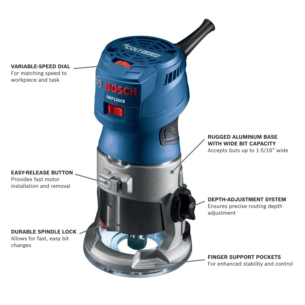Bosch GKF125CEN Colt 1.25 HP (Max) Variable-Speed Palm Router