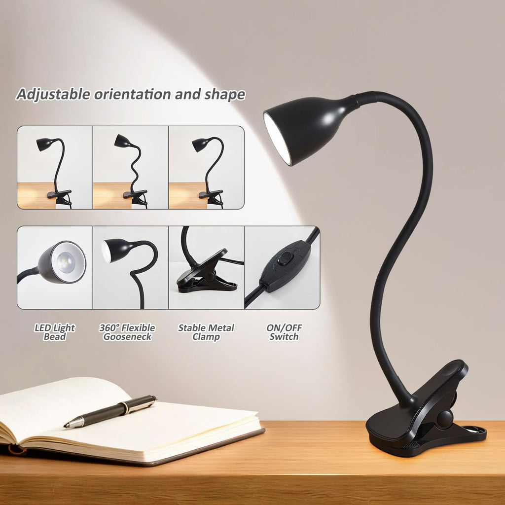EJIAXIN Gooseneck Desk Lamp 360° LED Flexible Reading Light Small Desk Lamps for Small Spaces Home Office Bedroom College Dorm Desk Bookshelf Nightstand Table Lamp (Purple)