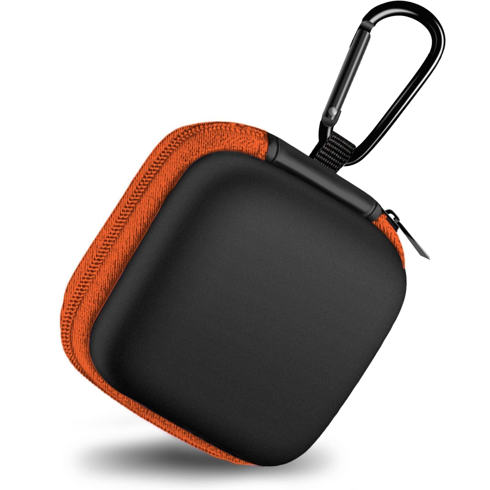 2Pack Oval Earbud Case Portable EVA Carrying Case Storage Bag Cell Phone Accessories Organizer with Carabiner for Earphone, Earbud, Earpieces, SD Memory Card, Camera Chips, Black/Purple