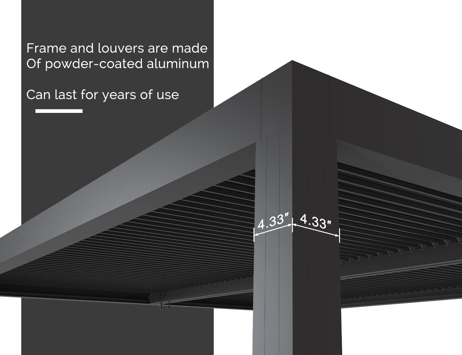 PURPLE LEAF 94AS 10'x12' Small Pergola Compact Aluminum Gazebo with Adjustable Louvered Hardtop for Patio Deck Cover Dark Gray All-Weather Outdoor