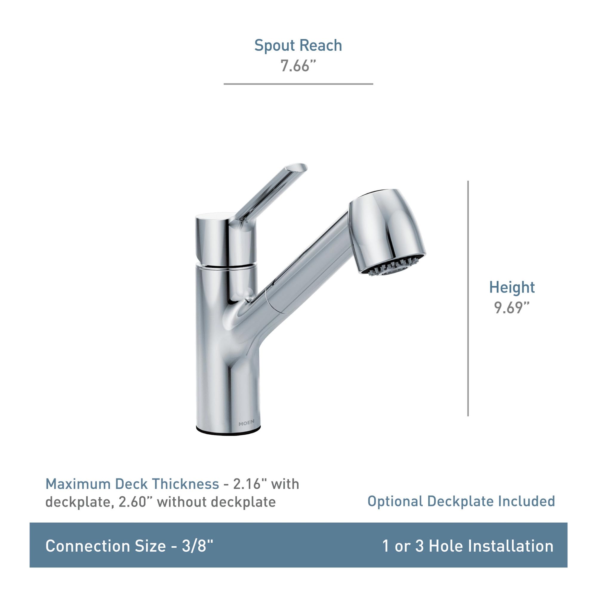 Moen Chrome Method One-Handle Pullout Modern Kitchen Faucet with Power Clean, 7585C