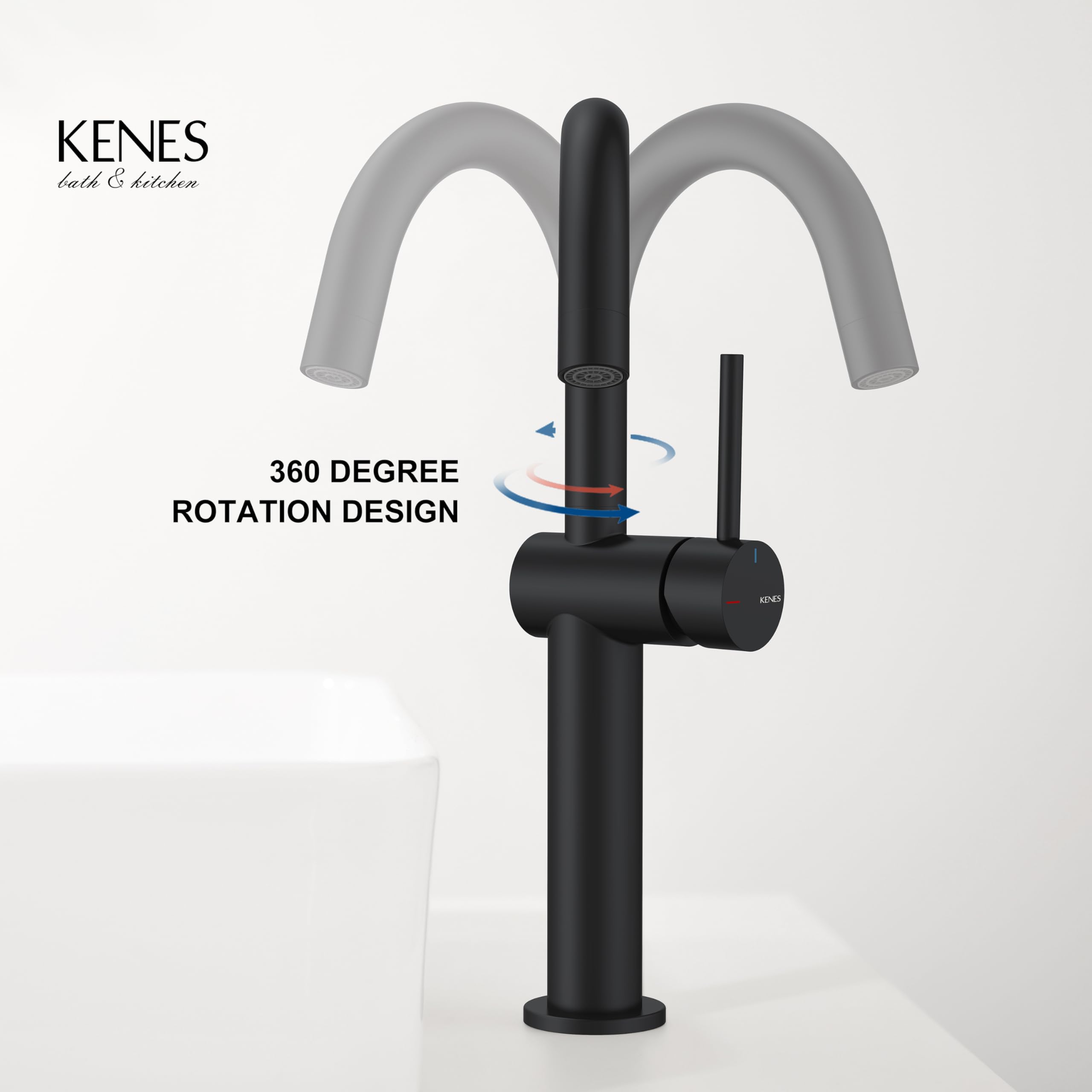 KENES Black and Gold Single Handle Bathroom Sink Faucet, Modern Prep Wet Bar Sink Faucet with Drain Assembly & Deck Plate, Vanity Faucets for Farmhouse RV Camper Utility, KE-9005B-BG