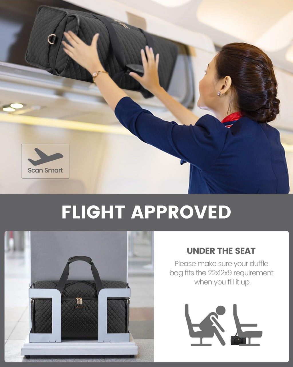 LOVEVOOK Travel Duffle Bag - Weekender & Overnight Bag with Toiletry & Wet Pocket, Carry-On Size, 3pc Set