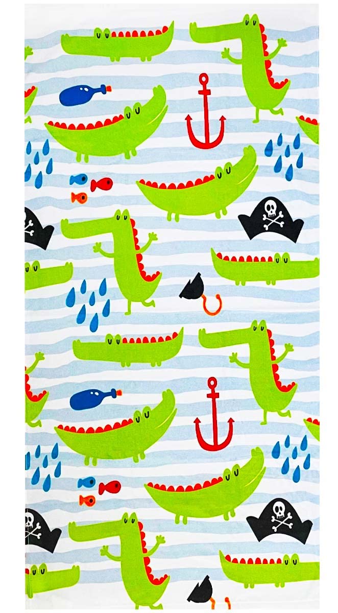 Kids Beach Towel Velour Terry Blanket Throw 100% Cotton Super Soft Absorbent 25.5X51 inches for Bath Swimming Sports Camping Holiday Picnic, Bus Coconut Parasol Lounge Audio Player.