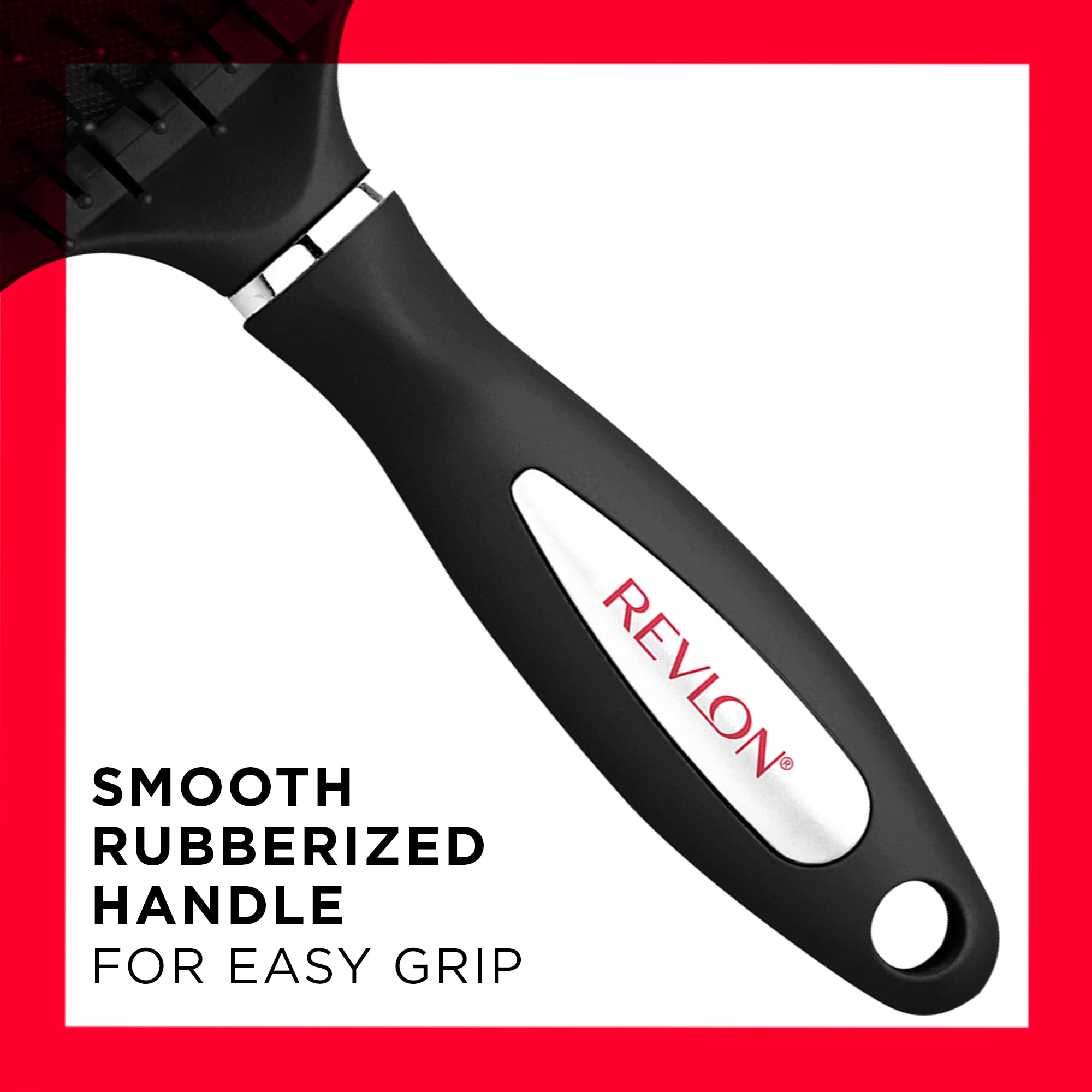Revlon Straight & Smooth Soft Touch Paddle Hair Brush Set, Black + Berry