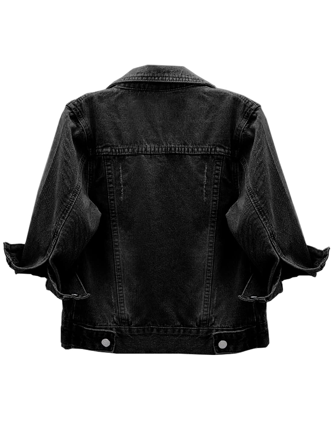 Locachy Womens 3/4 Sleeve Short Denim Jacket Lapel Button Down Cropped Trucker Jean Jackets Coats