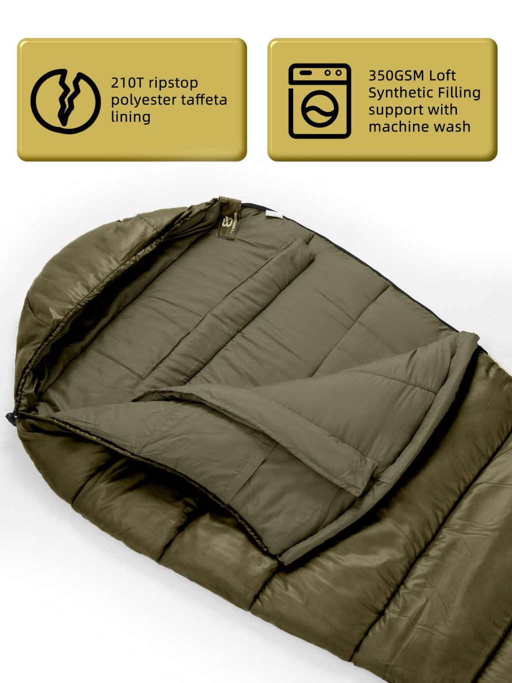 Bessport Mummy Sleeping Bag | 15-45 ℉ Extreme 3-4 Season Sleeping Bag for Adults Cold Weather– Warm and Washable, for Hiking Traveling & Outdoor Activities