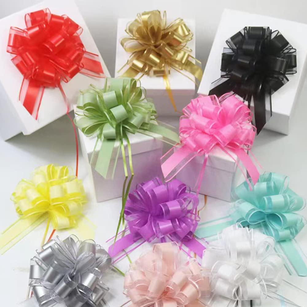 6 PCS Large Pull Bows,Bow for Gift Wrapping,6 inches,Christmas Party Birthday Gift Wedding Ribbon Bows for Wrapping Boxes or Flower Decorations, Valentine's Day Gift Decorations