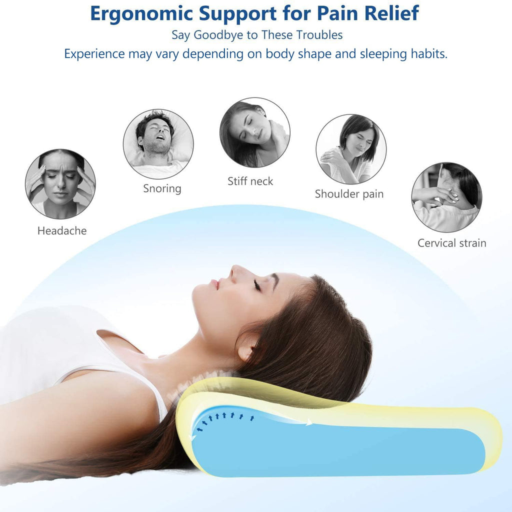 ZAMAT Memory Foam Pillow for Neck Pain Relief, Adjustable Ergonomic Cervical Pillow for Sleeping, Orthopedic Neck Pillow with Washable Cover, Bed Pillows for Side, Back, Stomach Sleepers