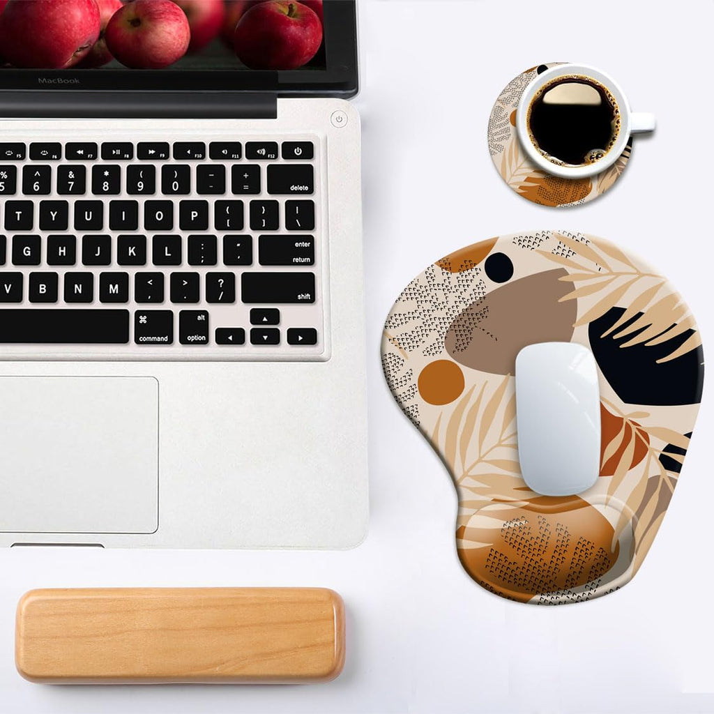 DOOKE Ergonomic Mouse Pad with Wrist Support and Coaster,Mouse Pads with Non-Slip PU Base for Home Office Working Studying Easy Typing & Pain Relief Aesthetic Art