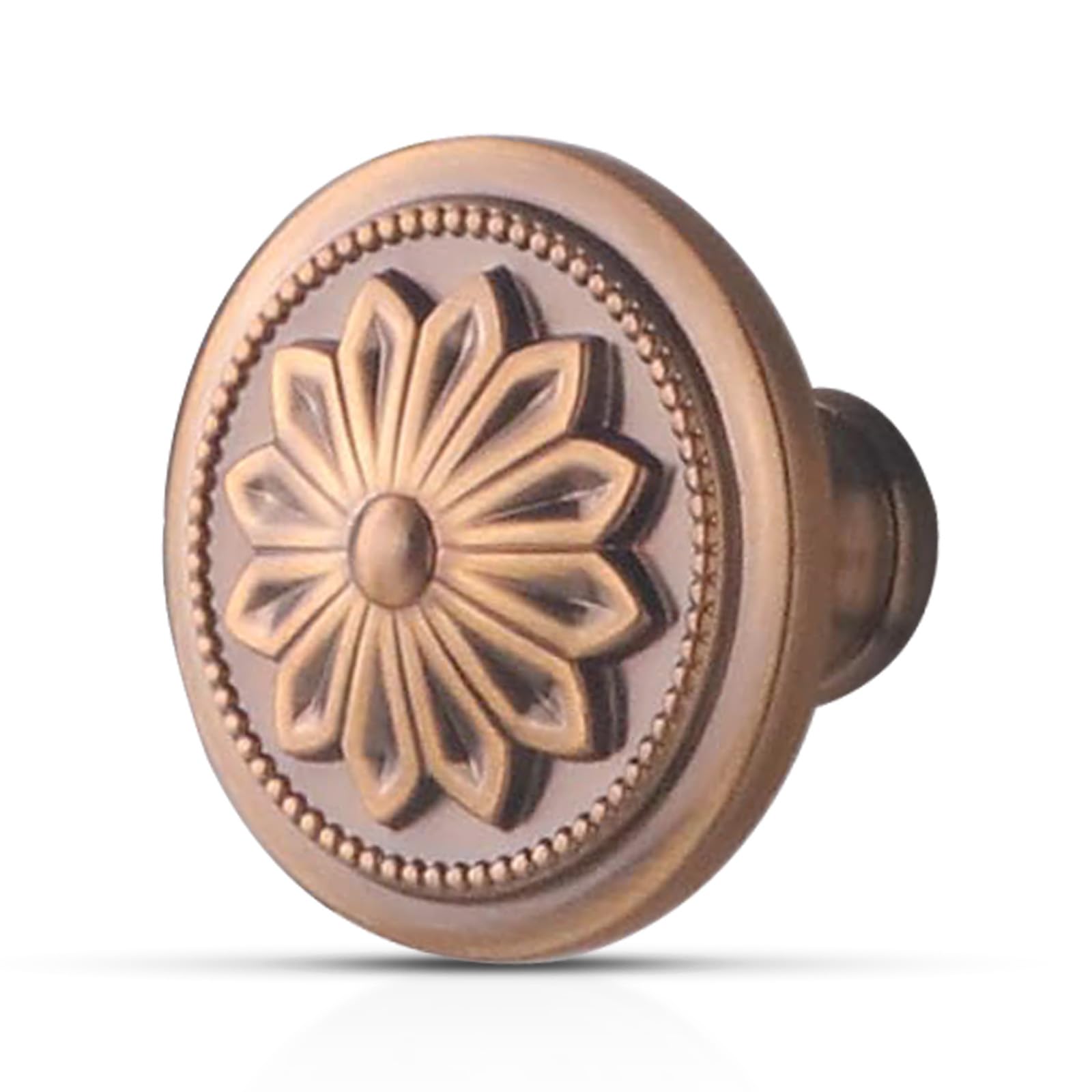 4 Pack Antique Brass Cabinet Knobs Vintage,1-2/5" Round Antique Kitchen Handles for Cabinets and Drawers Vintage Brass Dresser Drawer Knobs