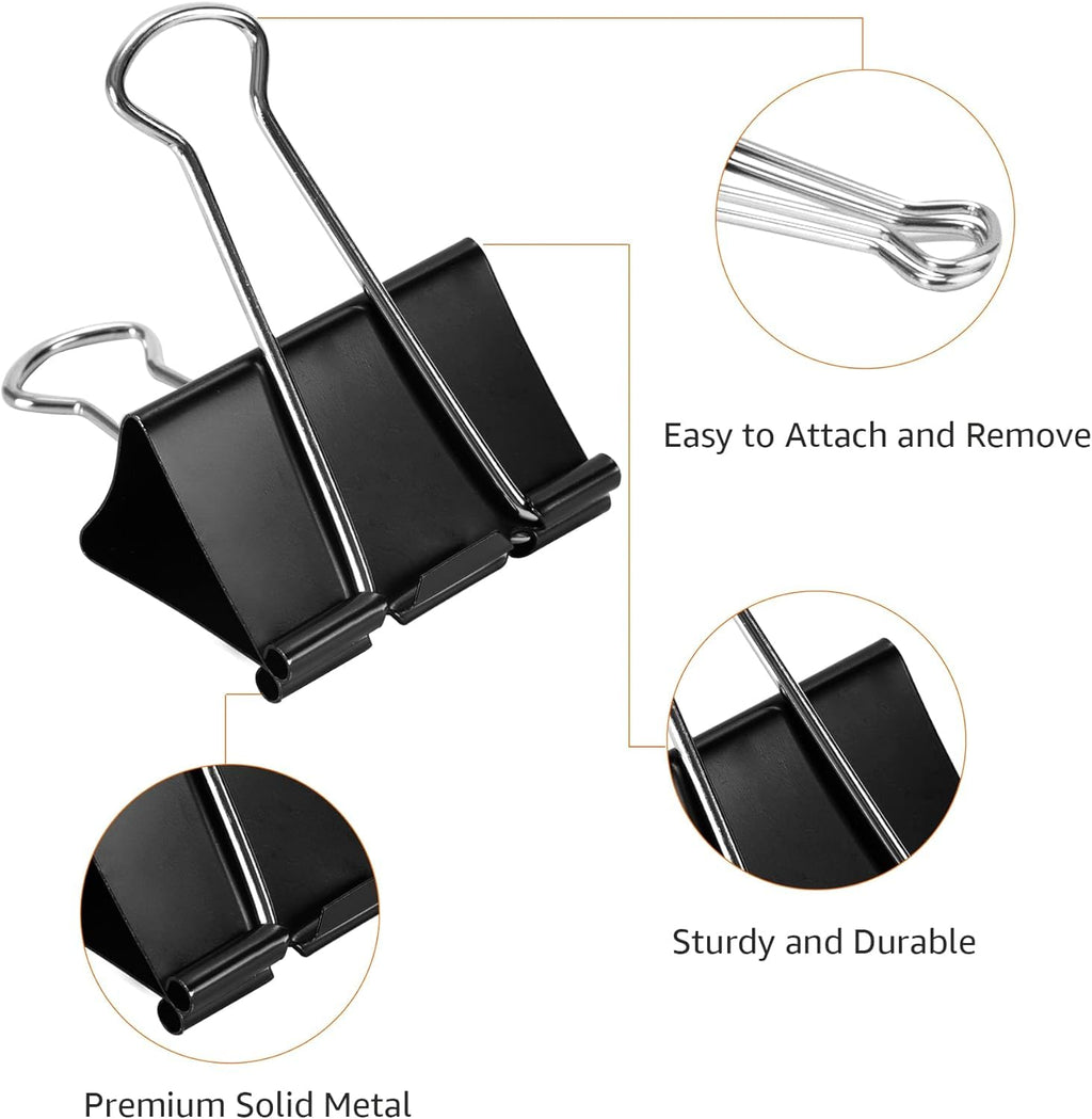 Amazon Basics Sturdy Binder Clips for Office Use, 96 Count, Medium, 1.25 in, Black (Pack of 12)