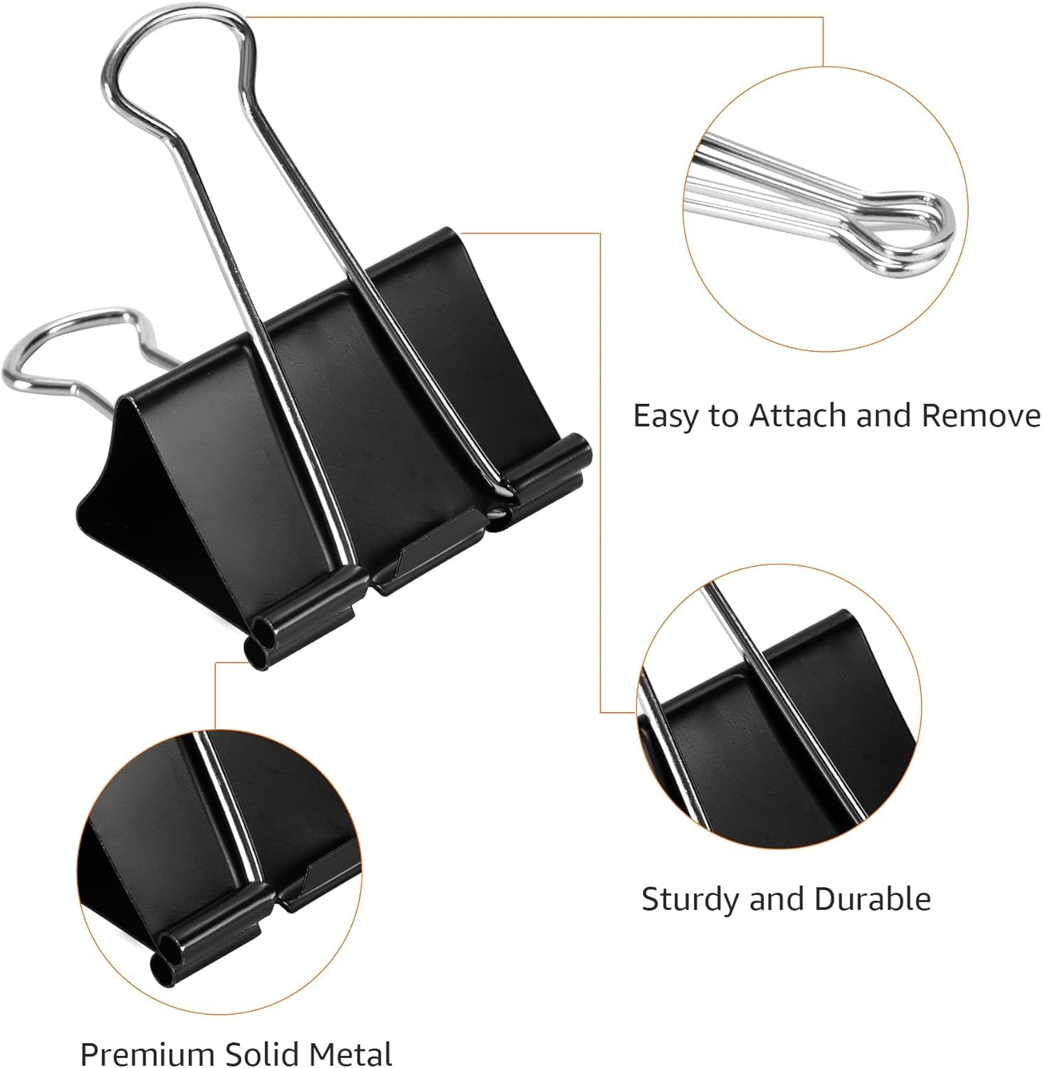 Amazon Basics Sturdy Binder Clips for Office Use, 96 Count, Medium, 1.25 in, Black (Pack of 12)