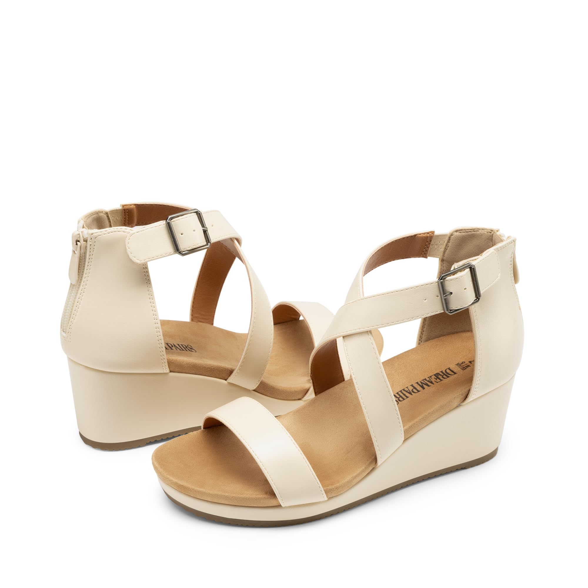 DREAM PAIRS Women's Open Toe Buckle Ankle Strap Summer Platform Wedge Sandals