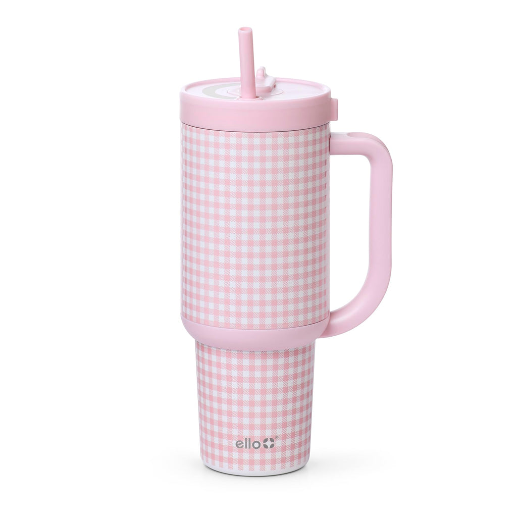 Ello Oasis 24 oz Tumbler with Handle & Retracting Straw | Reusable Insulated Stainless Steel Cup 100% Leakproof, Gifts for Teens Women Men | Keeps cold for 24 Hours, Cup Holder Friendly, Cream Tonal
