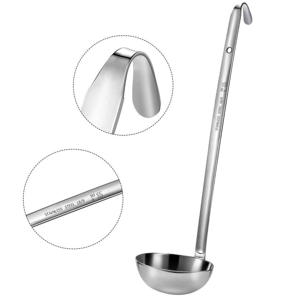 meekoo 1 Pieces Stainless Steel Ladle Soup Handle Ladle with Pouring Rim for Kitchen Cooking Soup Sauce (1 oz)