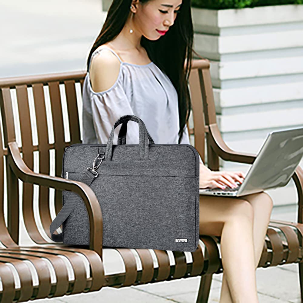 Voova Laptop Bag 13 14 Inch, Waterproof Computer Sleeve Carrying Case with Shoulder Straps & Handle Compatible with Macbook Air 13 M2/M3/M4, MacBook Pro 13/14, HP Dell Lenovo Chromebook 14, Black
