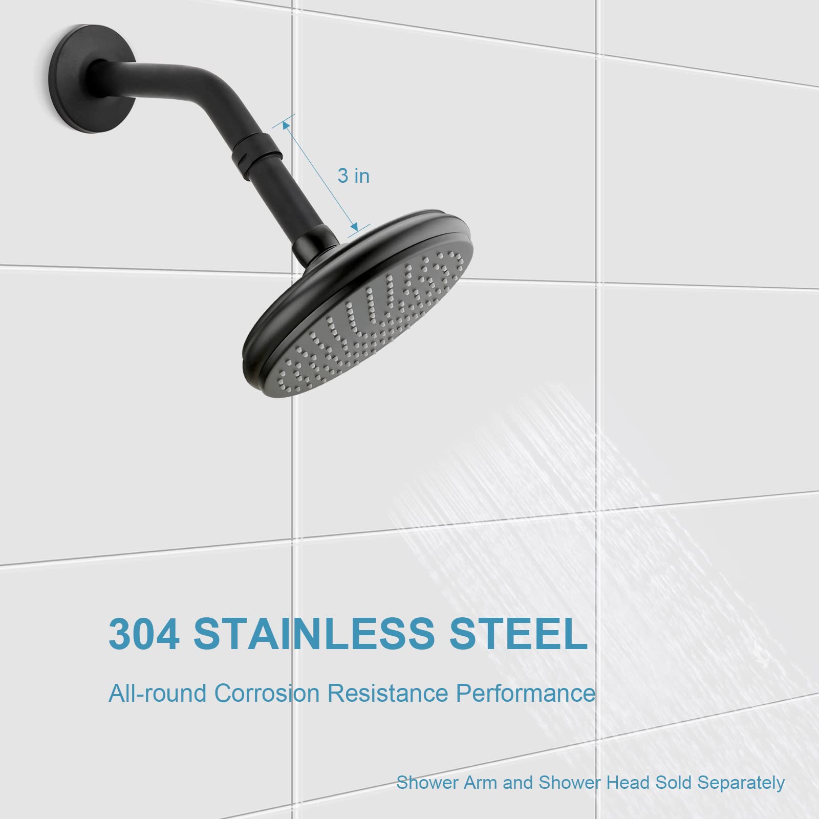 OFFO Shower Head Extension Arm, Shower Arm Extension Shower Head Extender Made of 304 Stainless Steel Shower Pipe Extension, Bright Gold 3 in