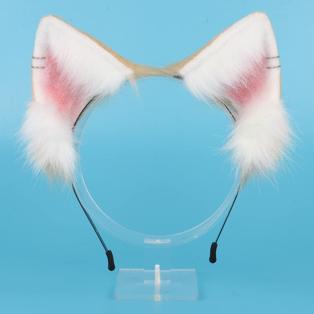 QinRuan Animal Cosplay Costume Accessories Furry Faux Fur Cat Ears Headband and Fox Tail Set Halloween Accessory