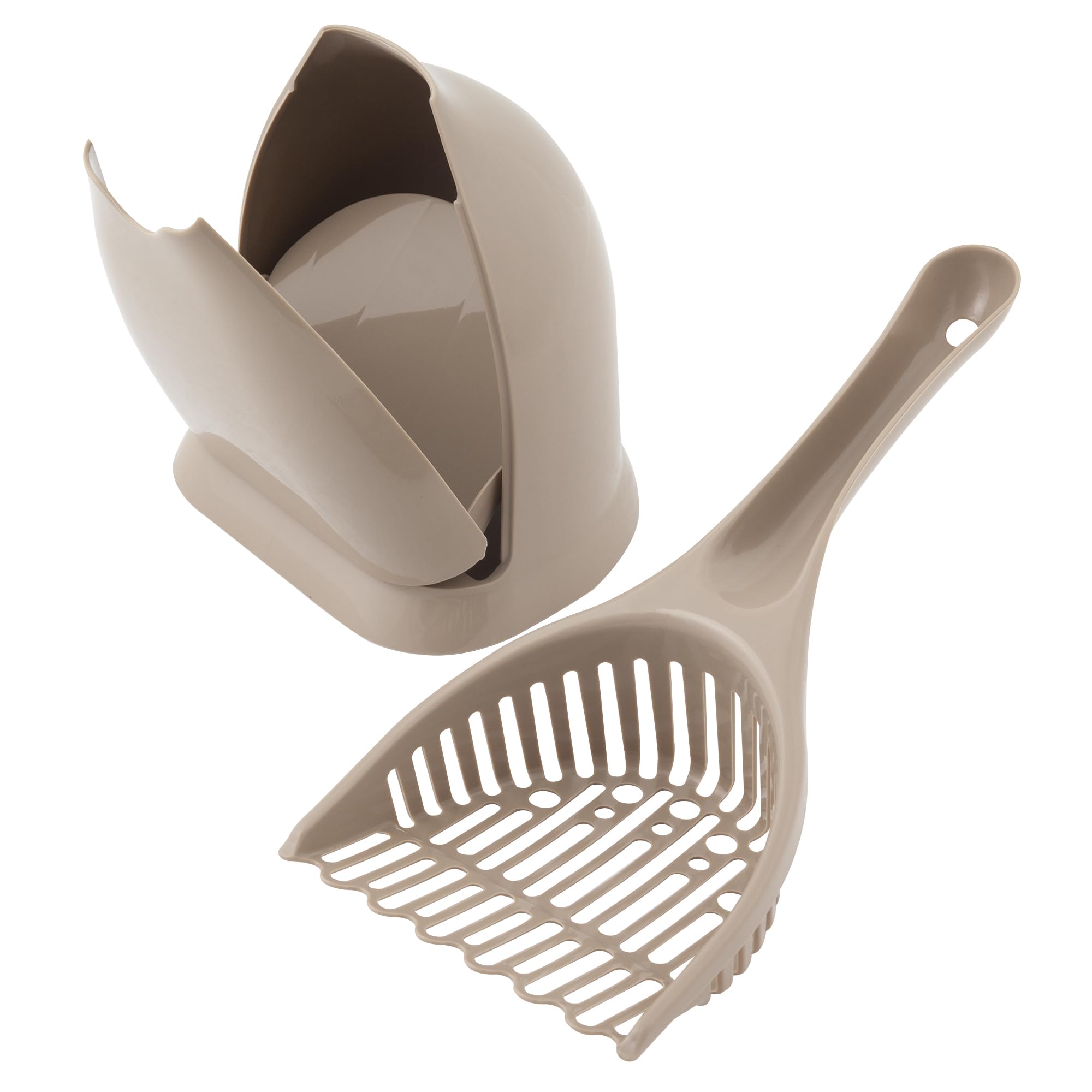 Petmate Scoop N' Hide Cat Litter Scoop with Discreet Litter Scoop Holder, Brushed Nickel