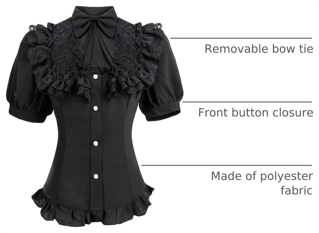 Nuoqi Victorian Blouse Womens Gothic Shirt Vintage Long Sleeve Lotus Ruffle Tops