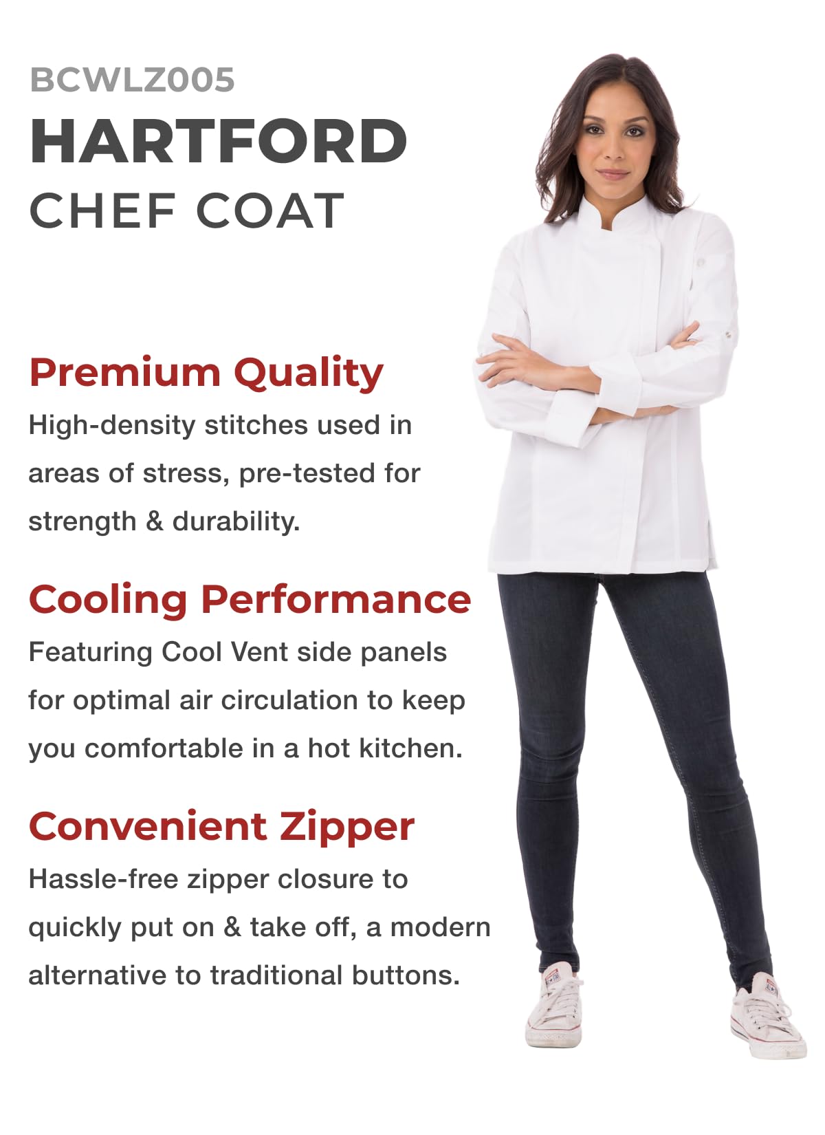 Chef Works Women's Hartford Cool Vent Chef Coat