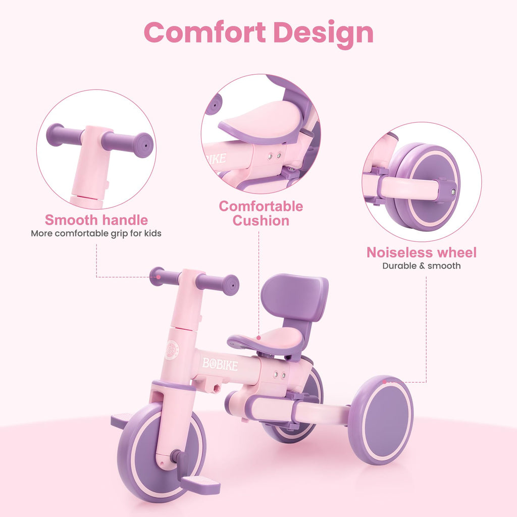 Toddler Bike with Push Handle,Tricycles for 1 to 3 Years Old, Toddler Tricycle with Push Handle for Boy Girl, Baby Balance Bike with Adjustable Seat Height and Removable Pedal (Black)