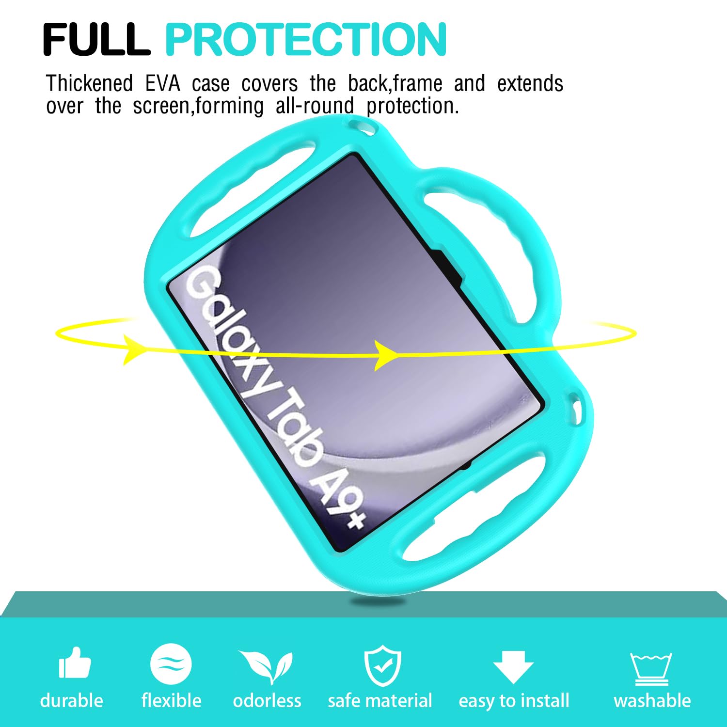AVAWO Kids Case for Samsung Galaxy Tab A11+ Plus/A9+ Plus 11 Inch Case, with Strap, Shockproof Lightweight Handle Stand 2025/2023 Model with Lanyard, Black